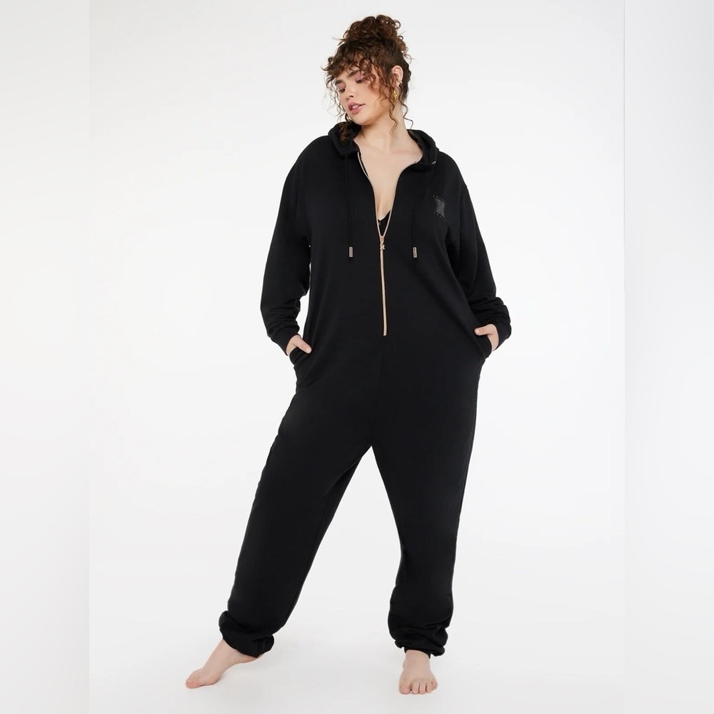 Savage X Fenty Caviar Black Unisex Hooded Jumpsuit